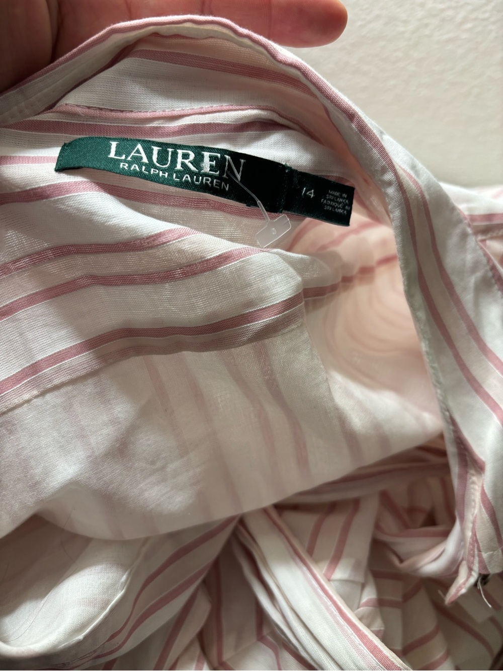 Lauren Ralph Lauren White and Pink Striped Midi Dress - Picture 5 of 7